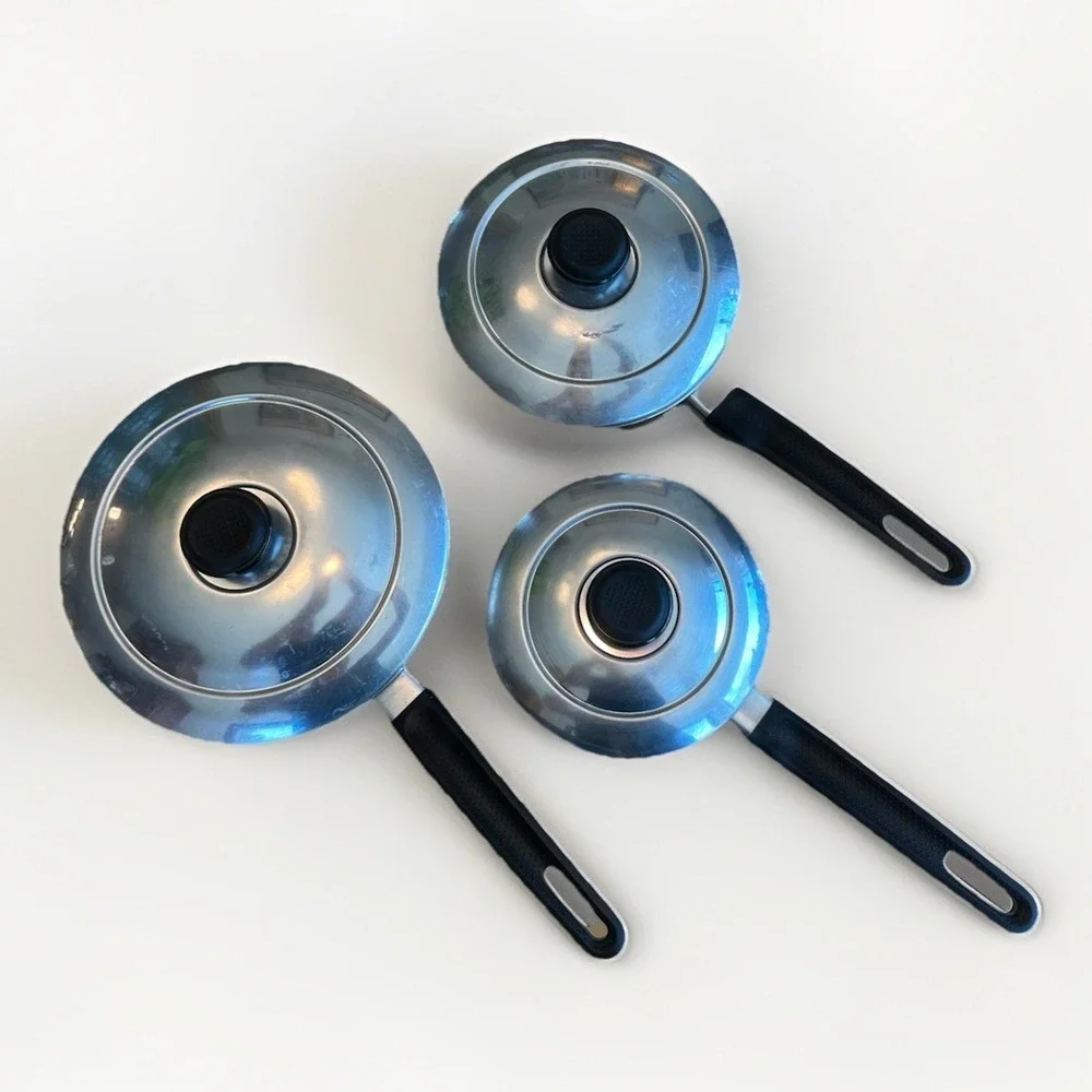 Mirro Vintage Get A Grip Aluminum Nonstick Cookware 6 Pcs Rare Set Aluminum Lids